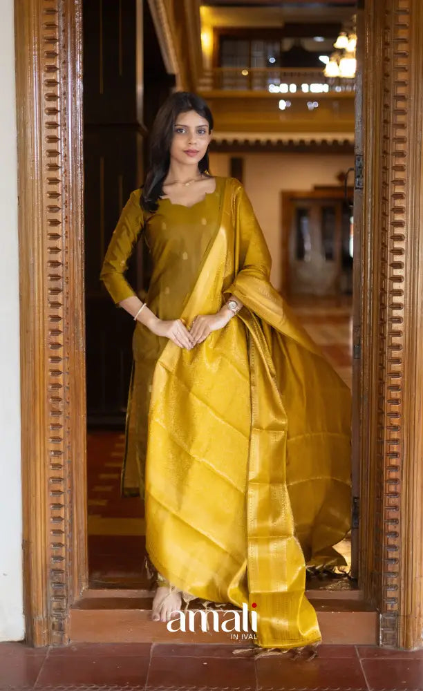 Sanvi Blended Silk Salwar - Mustard salwar