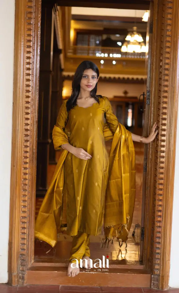 Sanvi Blended Silk Salwar - Mustard salwar