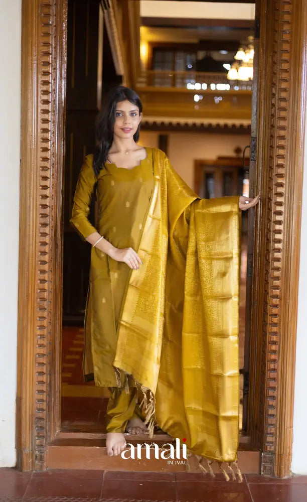 Sanvi Blended Silk Salwar - Mustard salwar