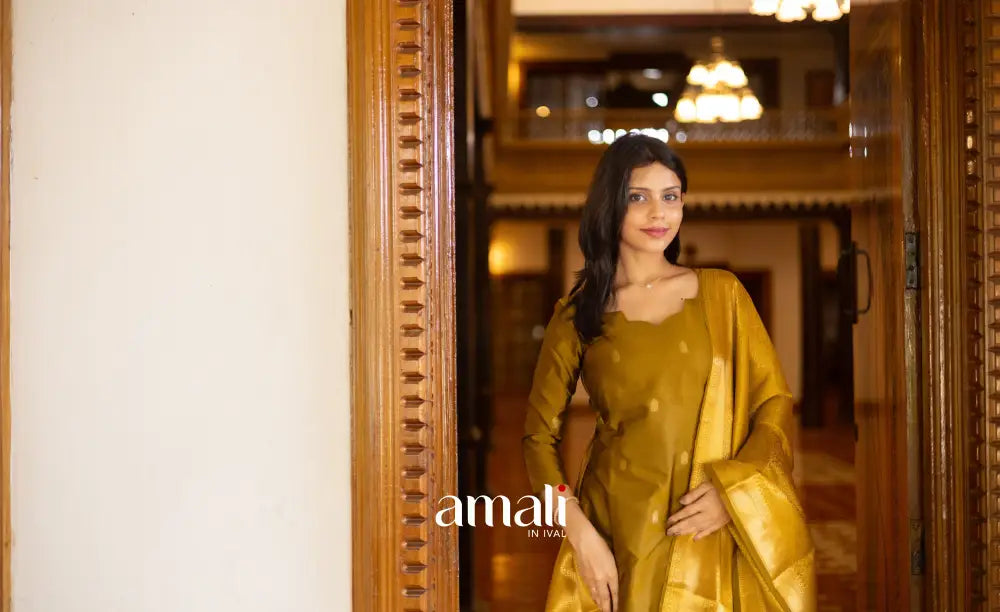 Sanvi Blended Silk Salwar - Mustard salwar