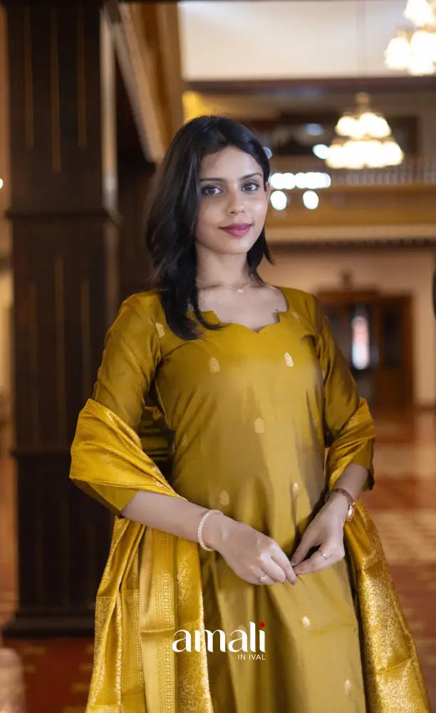 Sanvi Blended Silk Salwar - Mustard salwar