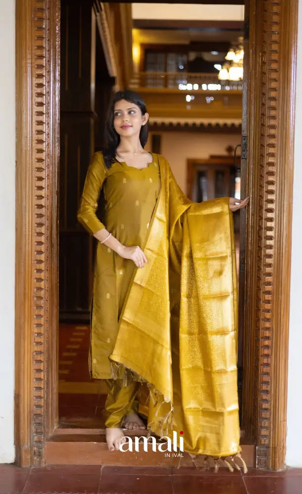 Sanvi Blended Silk Salwar - Mustard salwar