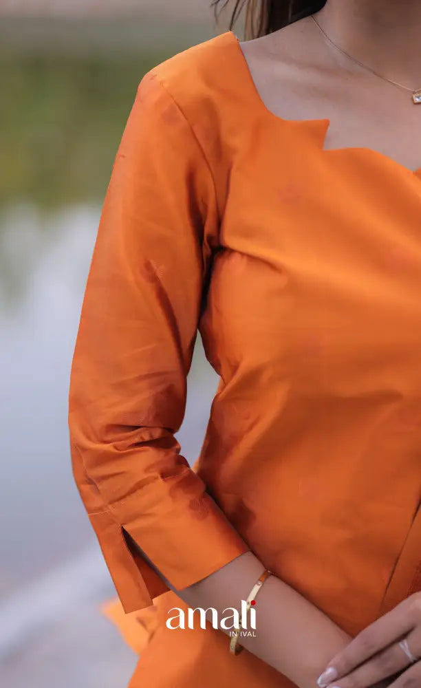 Sanvi Blended Silk Salwar - Orange and Cream salwar