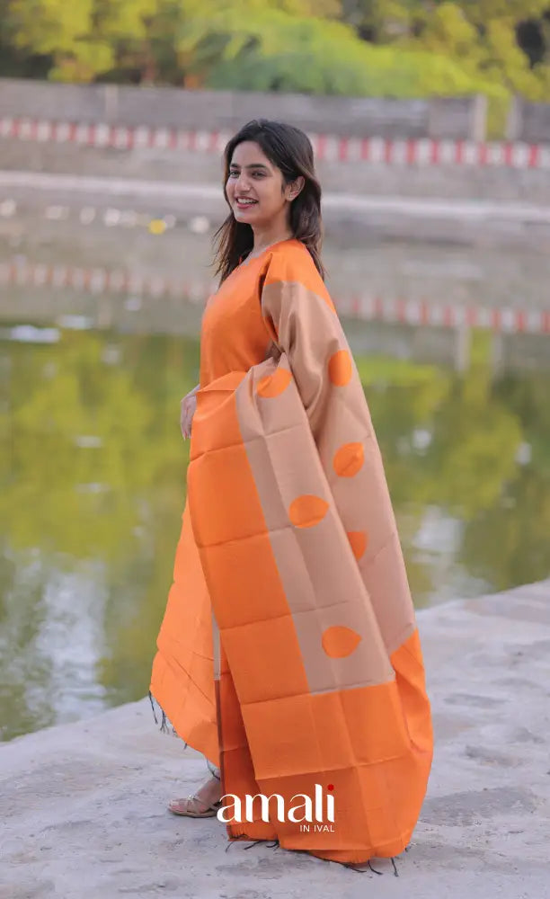 Sanvi Blended Silk Salwar - Orange and Cream salwar