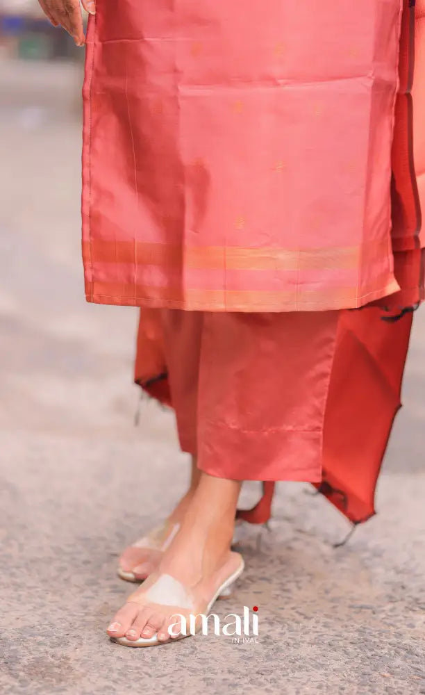 Sanvi Blended Silk Salwar - Peach and Purple salwar