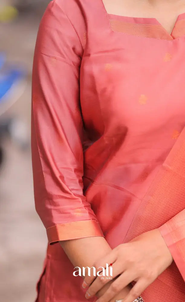 Sanvi Blended Silk Salwar - Peach and Purple salwar