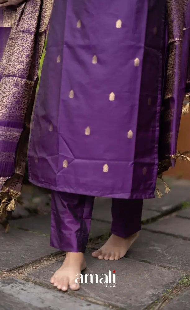 Sanvi Blended Silk Salwar - Purple salwar