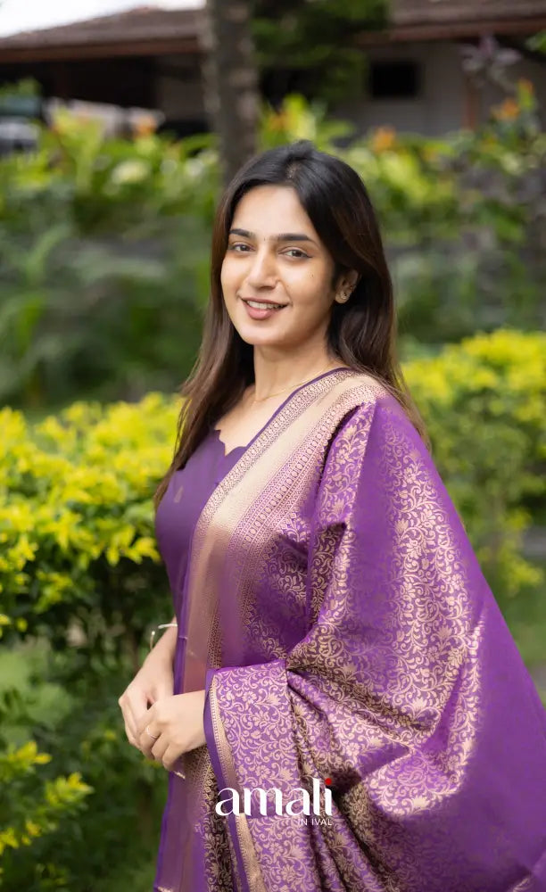 Sanvi Blended Silk Salwar - Purple salwar