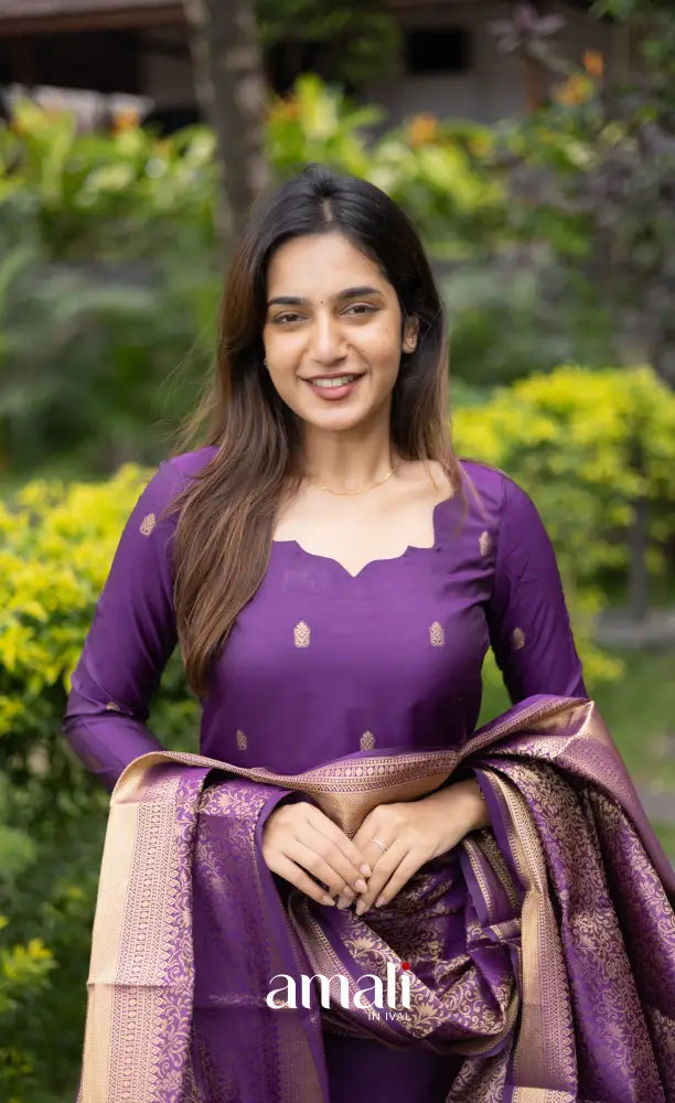Sanvi Blended Silk Salwar - Purple salwar