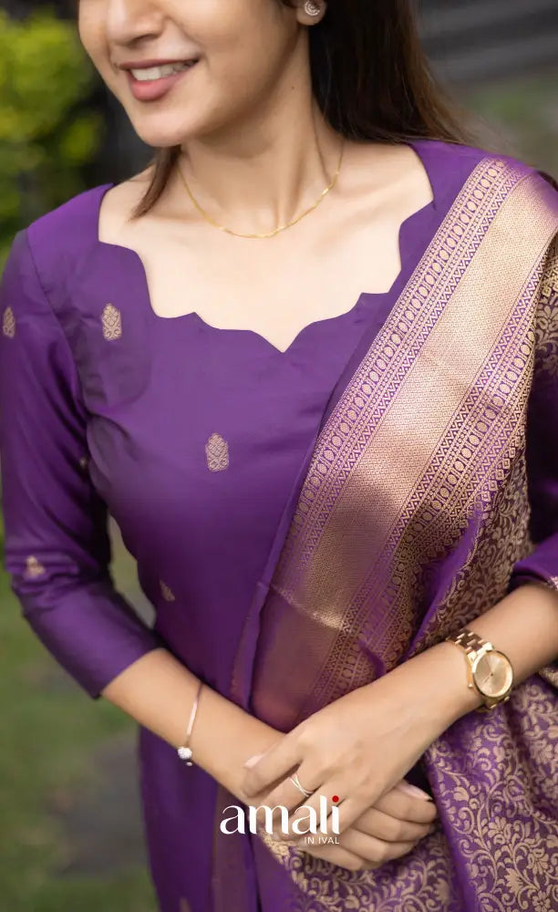 Sanvi Blended Silk Salwar - Purple salwar