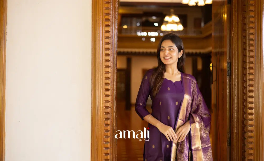 Sanvi Blended Silk Salwar - Purple salwar