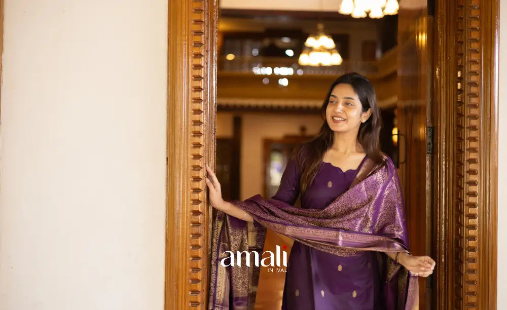 Sanvi Blended Silk Salwar - Purple salwar