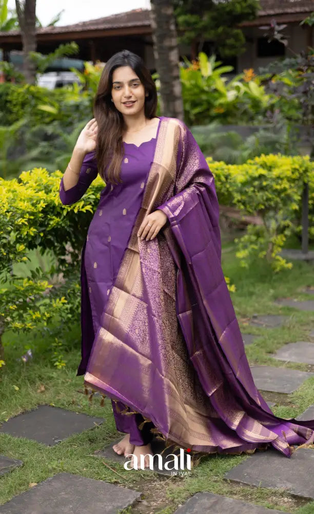 Sanvi Blended Silk Salwar - Purple salwar