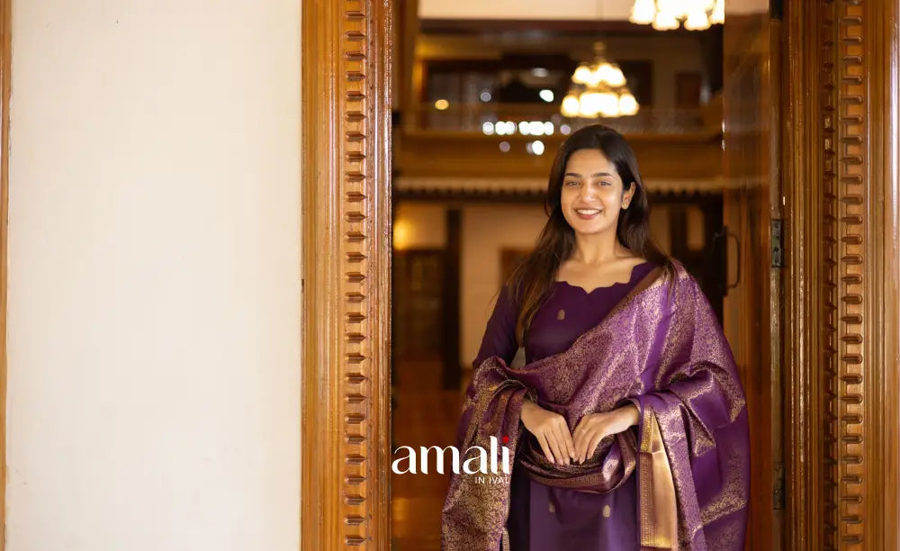 Sanvi Blended Silk Salwar - Purple salwar