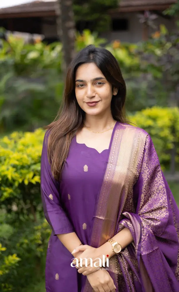 Sanvi Blended Silk Salwar - Purple salwar
