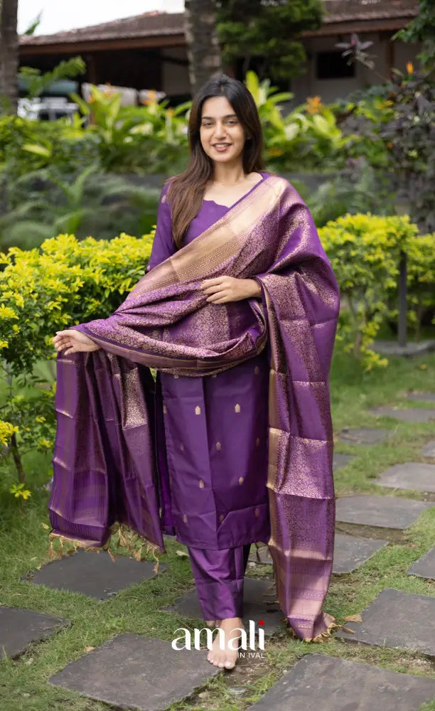 Sanvi Blended Silk Salwar - Purple salwar