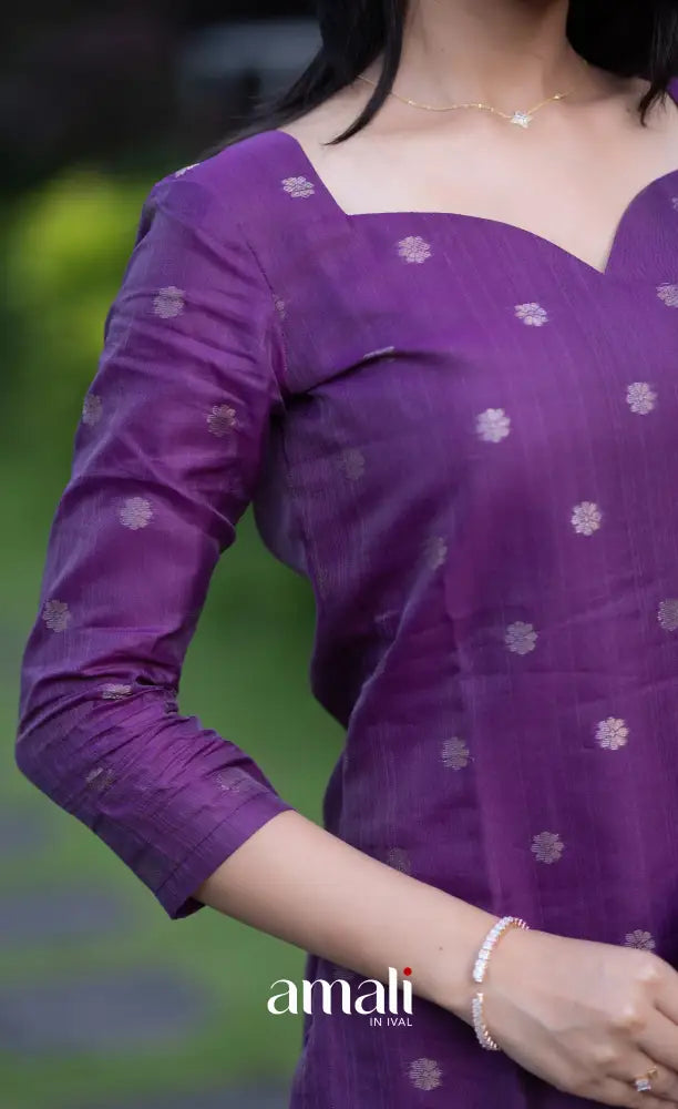 Sanvi Blended Silk Salwar Purple and Offwhite salwar