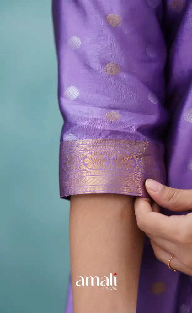 Sanvi - Lavender and Cream Blended Silk Salwar salwar