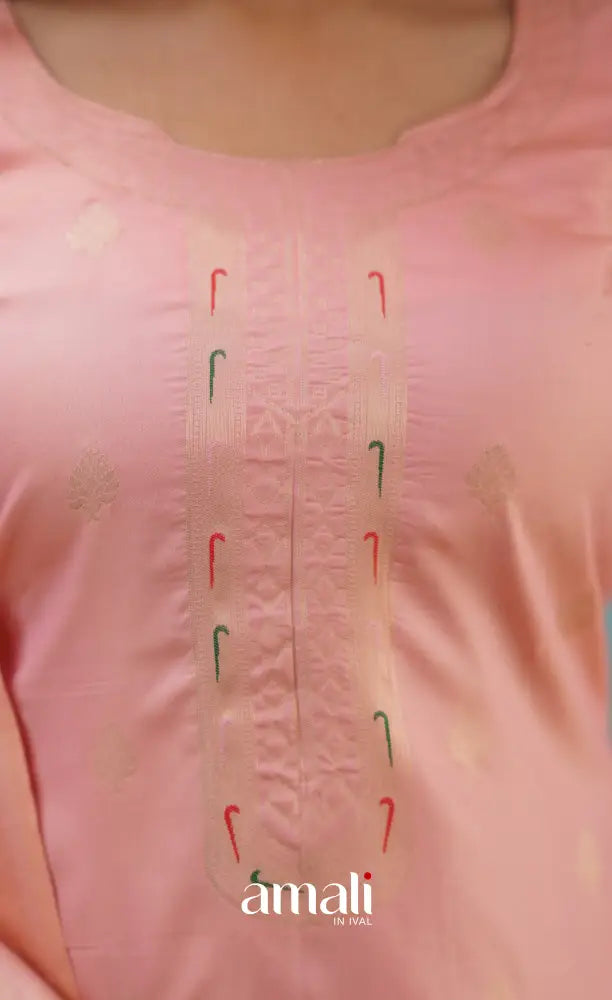 Sanvi - Pastel Pink Blended Paithani Silk Salwar salwar