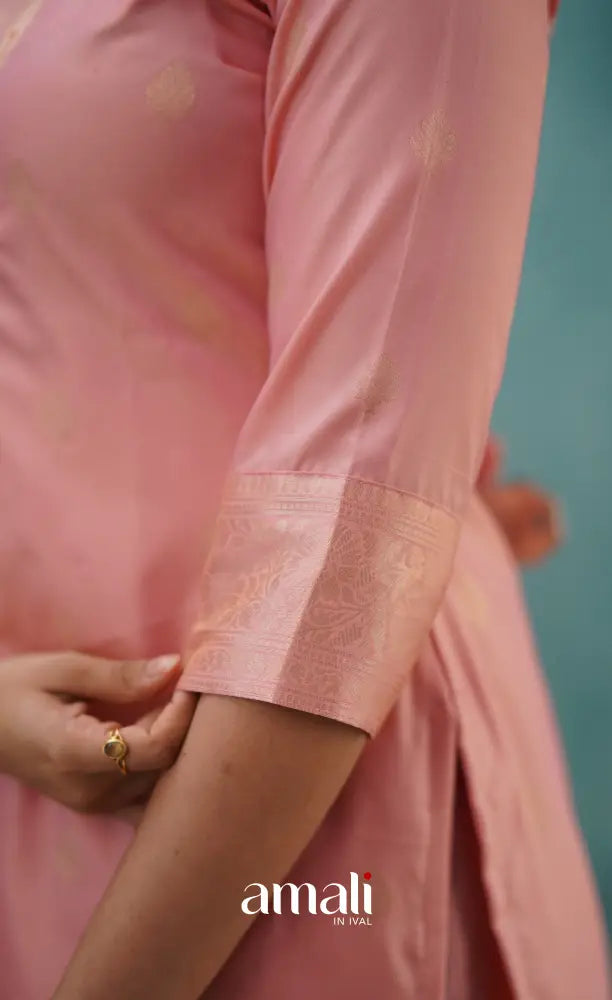 Sanvi - Pastel Pink Blended Paithani Silk Salwar salwar