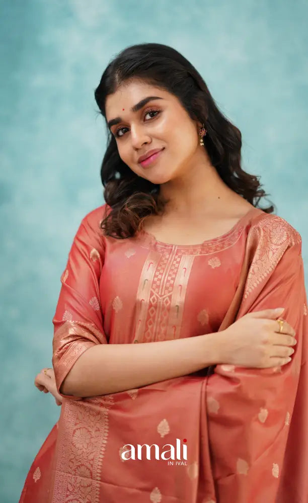 Sanvi - Peach Blended Paithani Silk Salwar salwar