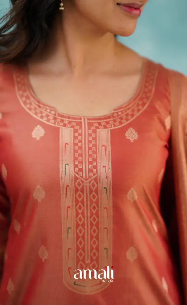 Sanvi - Peach Blended Paithani Silk Salwar salwar
