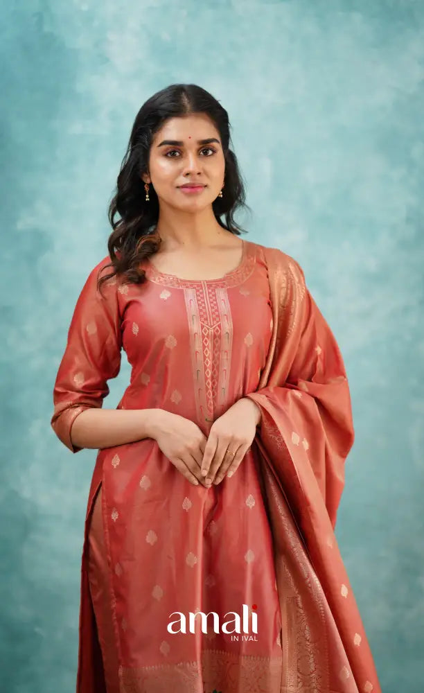 Sanvi - Peach Blended Paithani Silk Salwar salwar
