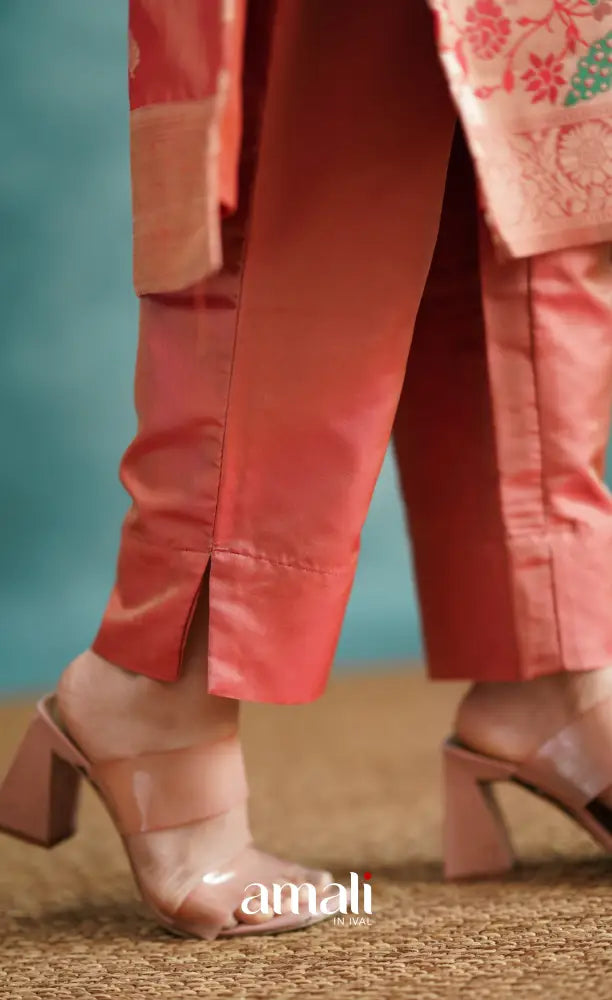 Sanvi - Peach Blended Paithani Silk Salwar salwar