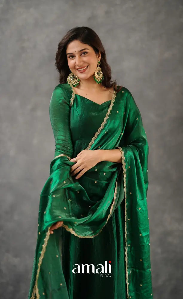 Scape Silk Anarkali - Bottle Green Anarkalis