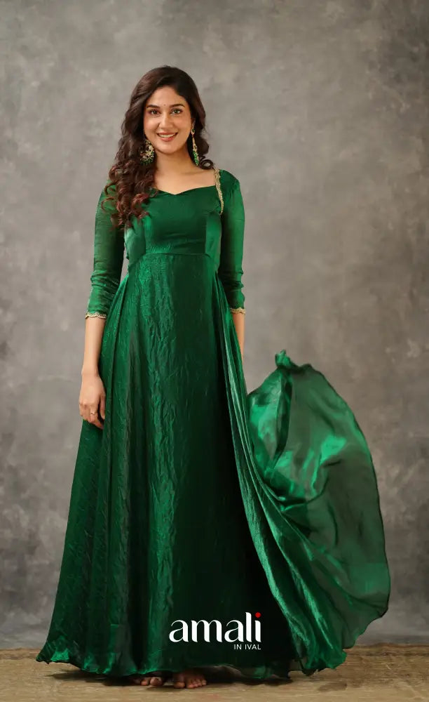 Scape Silk Anarkali - Bottle Green Anarkalis