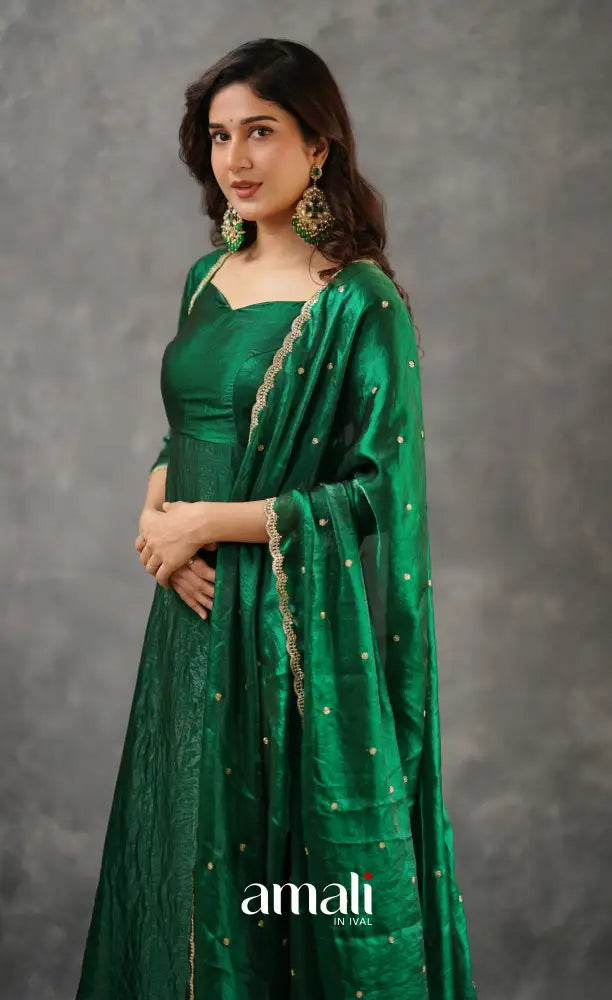 Scape Silk Anarkali - Bottle Green Anarkalis