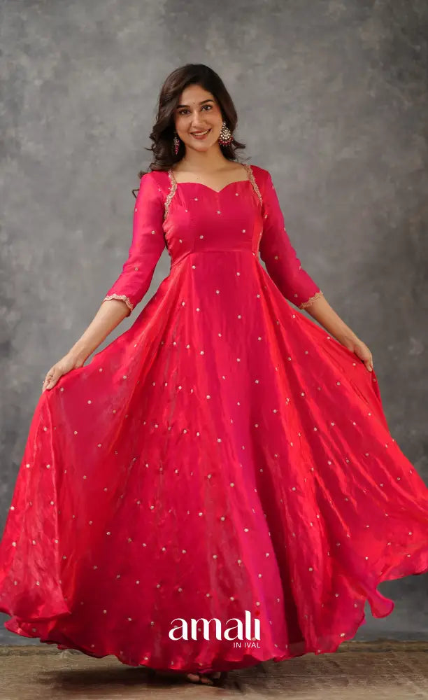 Scape Silk Anarkali - Dark Pink Anarkalis