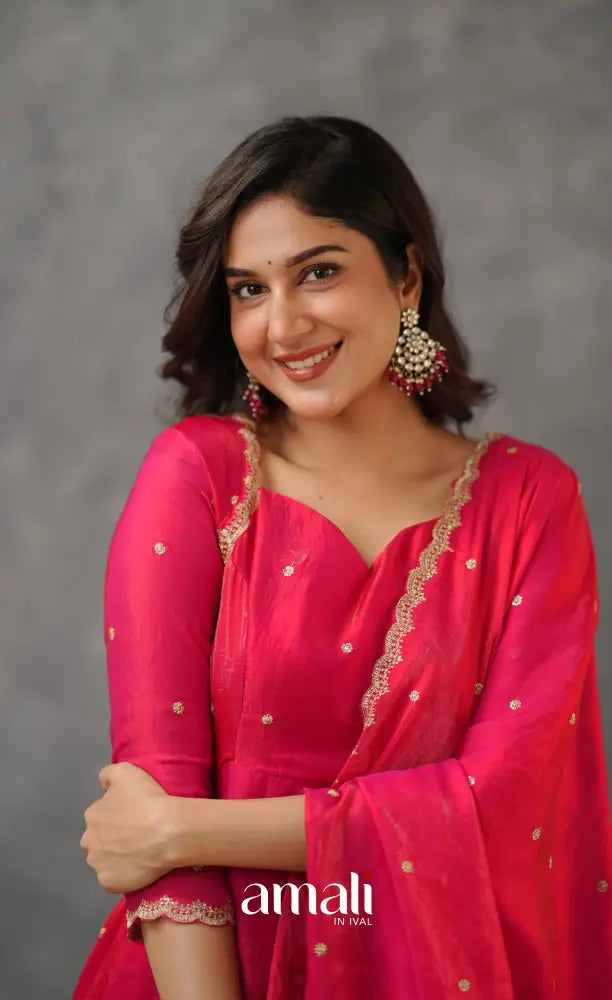 Scape Silk Anarkali - Dark Pink Anarkalis