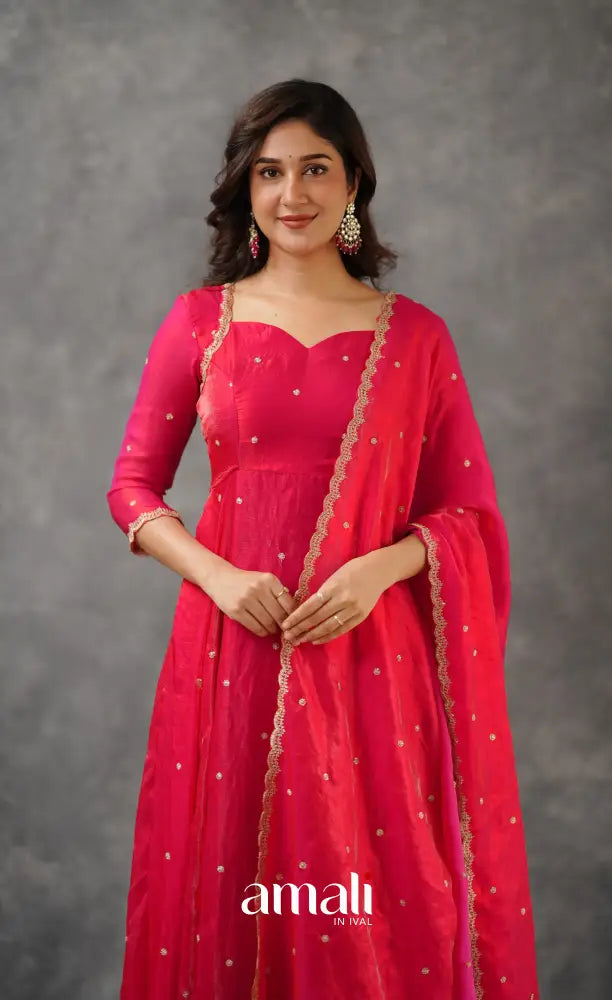 Scape Silk Anarkali - Dark Pink Anarkalis