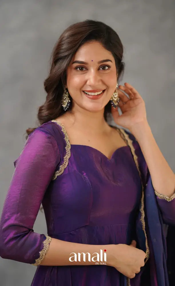 Scape Silk Anarkali - Purple Anarkalis