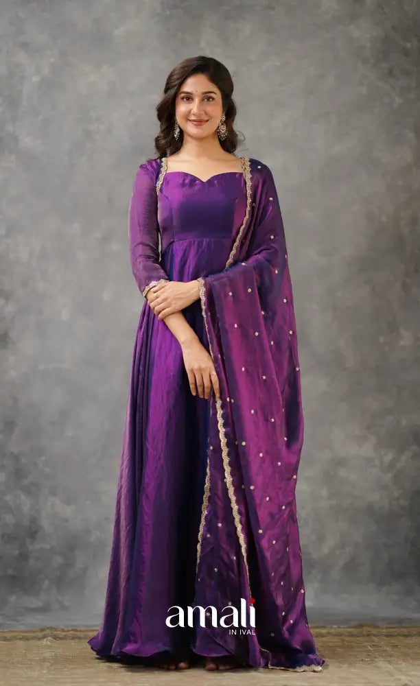 Scape Silk Anarkali - Purple Anarkalis