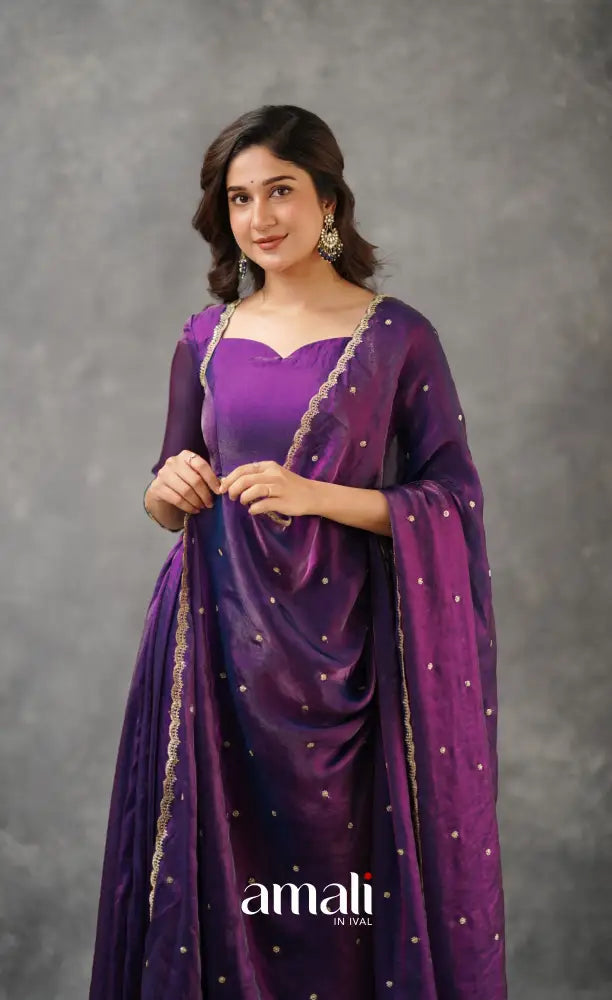 Scape Silk Anarkali - Purple Anarkalis
