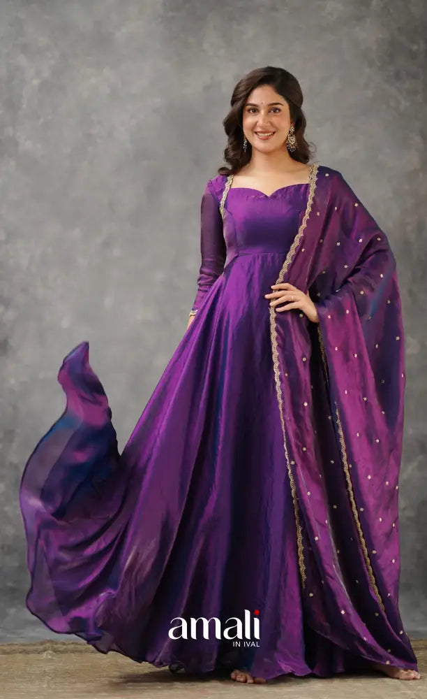 Scape Silk Anarkali - Purple Anarkalis