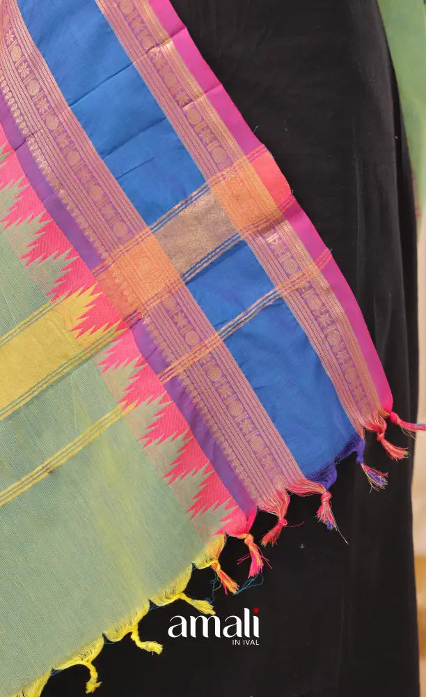 Sea-Green With Multicolours Chettinad Cotton Dupatta salwar