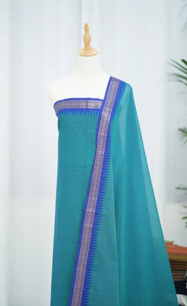 Swara Salwar - Blue and Royal Blue Chettinad Cotton Unstitched Salwar salwar