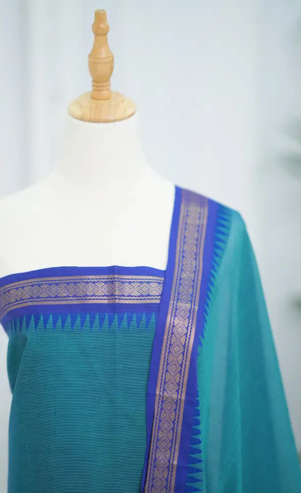Swara Salwar - Blue and Royal Blue Chettinad Cotton Unstitched Salwar salwar