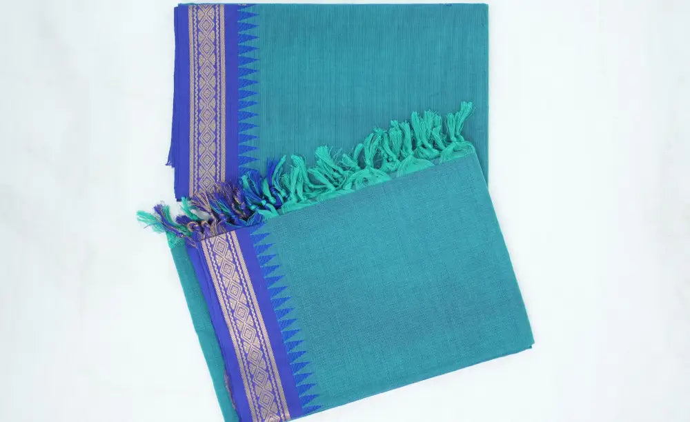 Swara Salwar - Blue and Royal Blue Chettinad Cotton Unstitched Salwar salwar