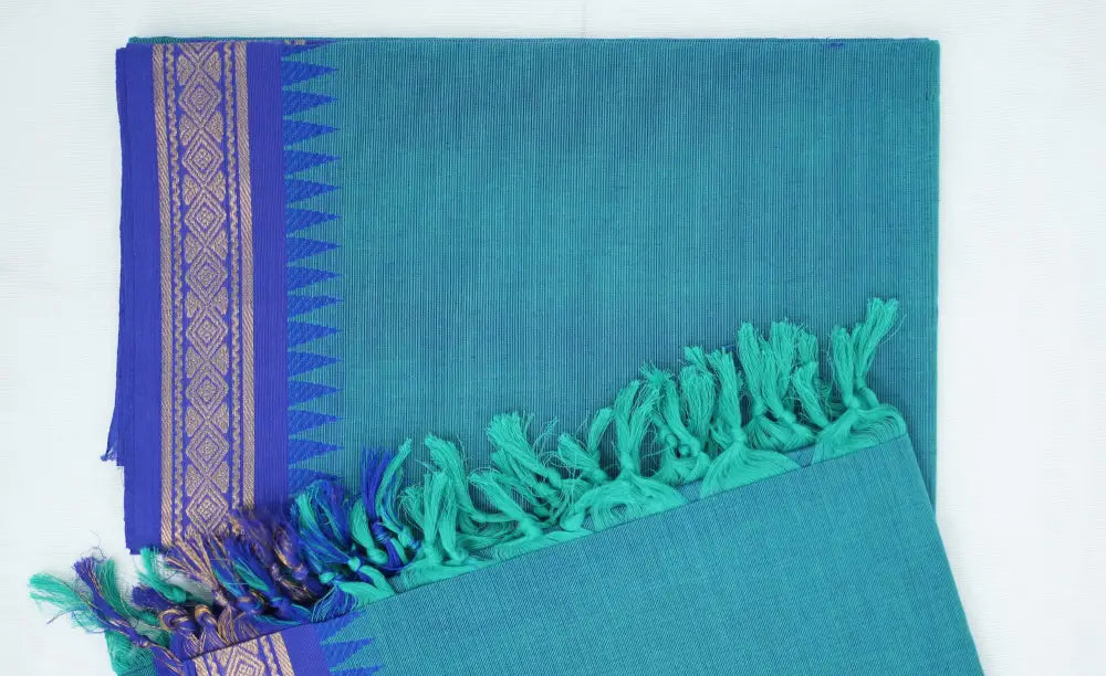 Swara Salwar - Blue and Royal Blue Chettinad Cotton Unstitched Salwar salwar