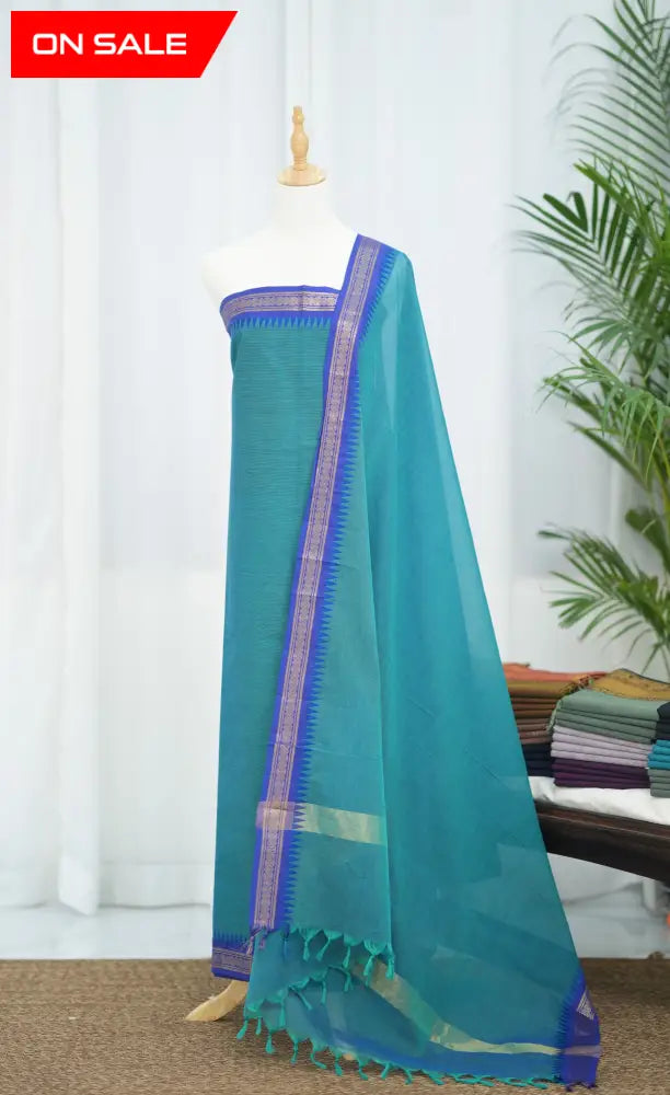 Swara Salwar - Blue and Royal Blue Chettinad Cotton Unstitched Salwar salwar