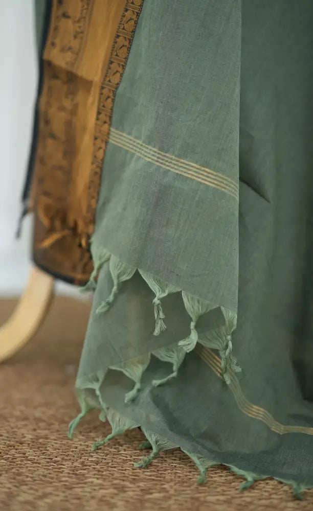 Swara Salwar - Dusty Green and Dark Green Chettinad Cotton Unstitched Salwar salwar