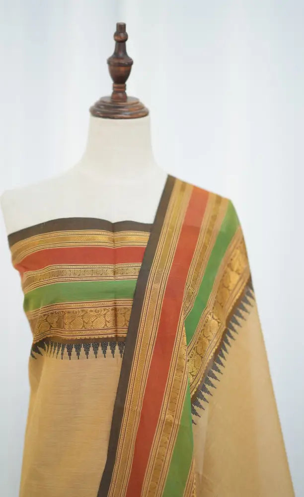 Swara Salwar - Light Brown Chettinad Cotton Unstitched Salwar salwar