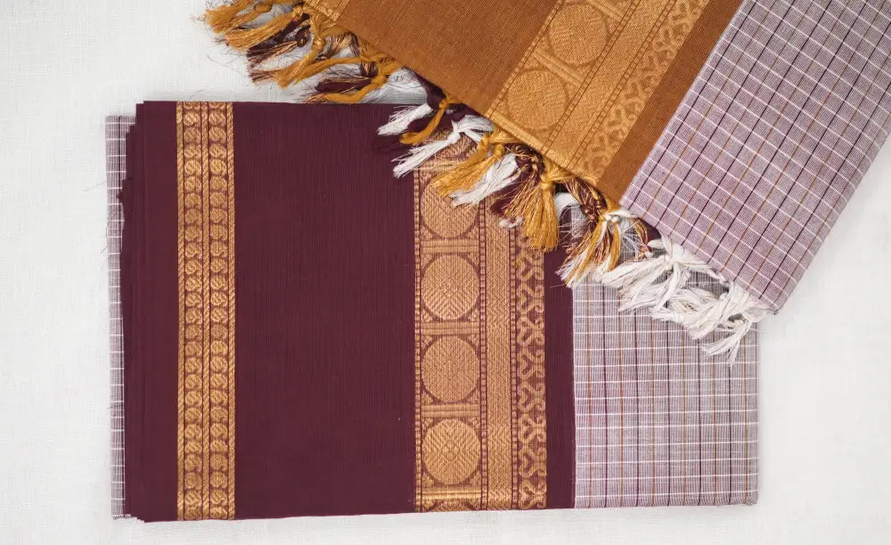 Swara Salwar - Mauve and Maroon Chettinad Cotton Unstitched Salwar salwar