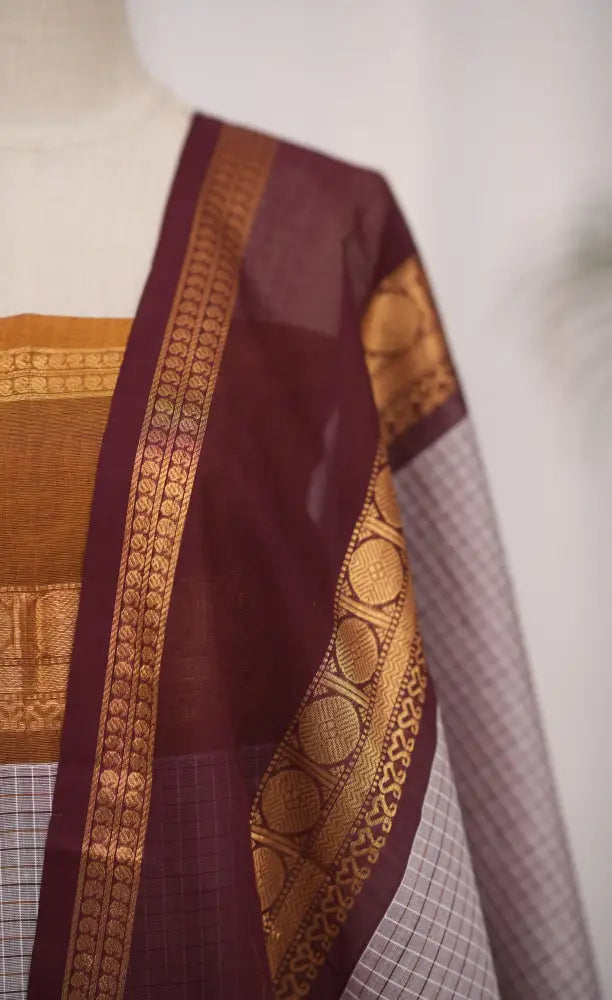 Swara Salwar - Mauve and Maroon Chettinad Cotton Unstitched Salwar salwar