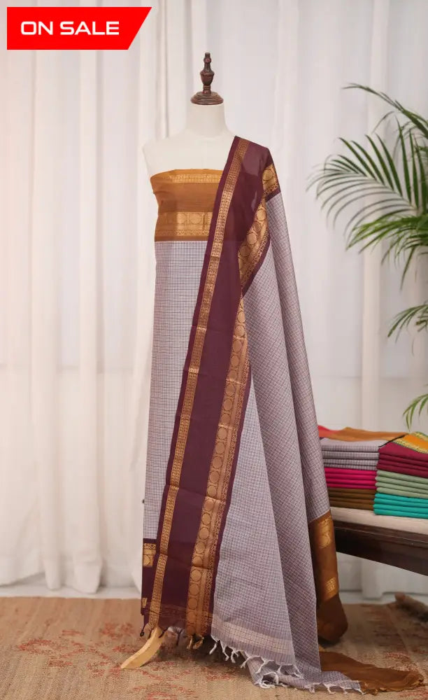 Swara Salwar - Mauve and Maroon Chettinad Cotton Unstitched Salwar salwar