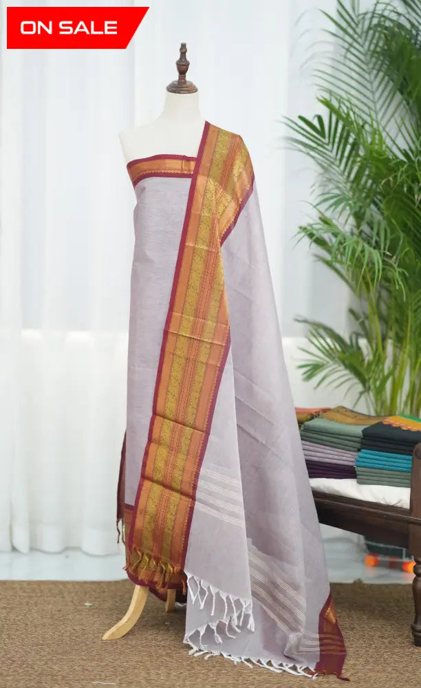 Swara Salwar - Mauve and Maroon Chettinad Cotton Unstitched Salwar salwar